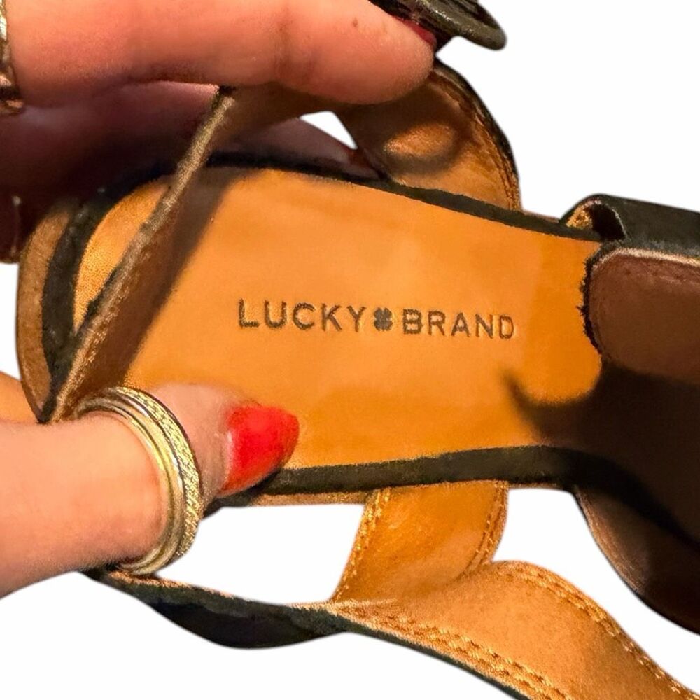 LUCKY BRAND Labradite Strappy Wedge Heel Sandals Black Size 8 - Picture 8 of 10